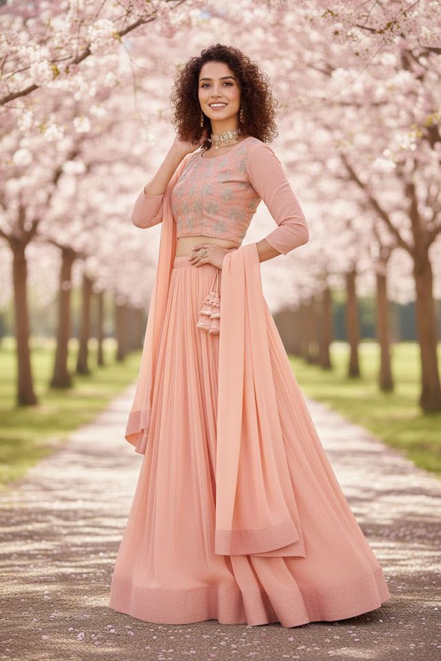 Festive  Designer Lehenga Choli Set for Women HKV-0015130 PEACH