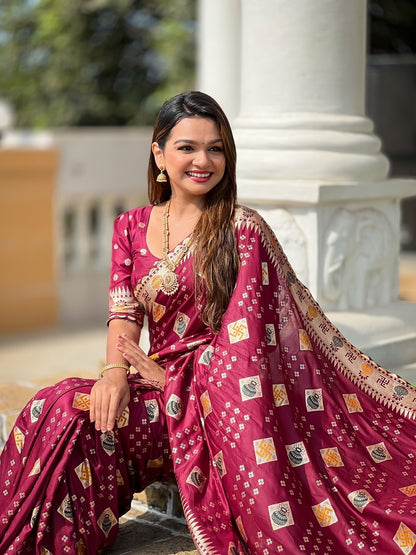Maroon Soft Dolla Silk Meehttps://upload.meeshosupplyassets.com/cataloging/1748864658548/MAROON_5.JPGnakari Weaving Saree With Unstitched Blouse