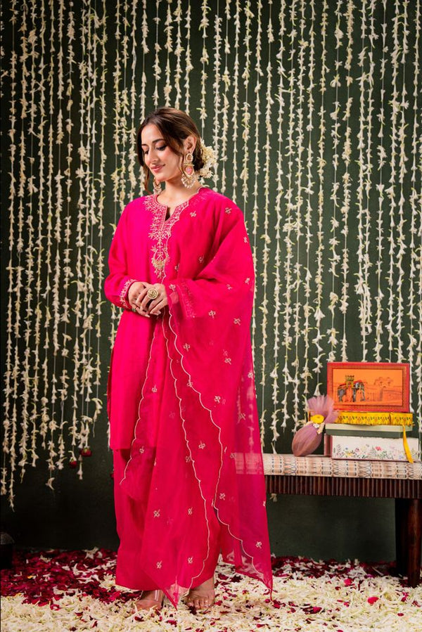 Pink Chanderi Fabric Beautiful Graceful Ceremonial Kurta Set