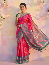 Pink Color Soft Silk Woven Designer Graceful Ethnic Partywear Saree