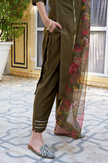 Mahendi Color Viscose Rayon Fabric Smart Embroidered Girlie Trendy Salwar Suit