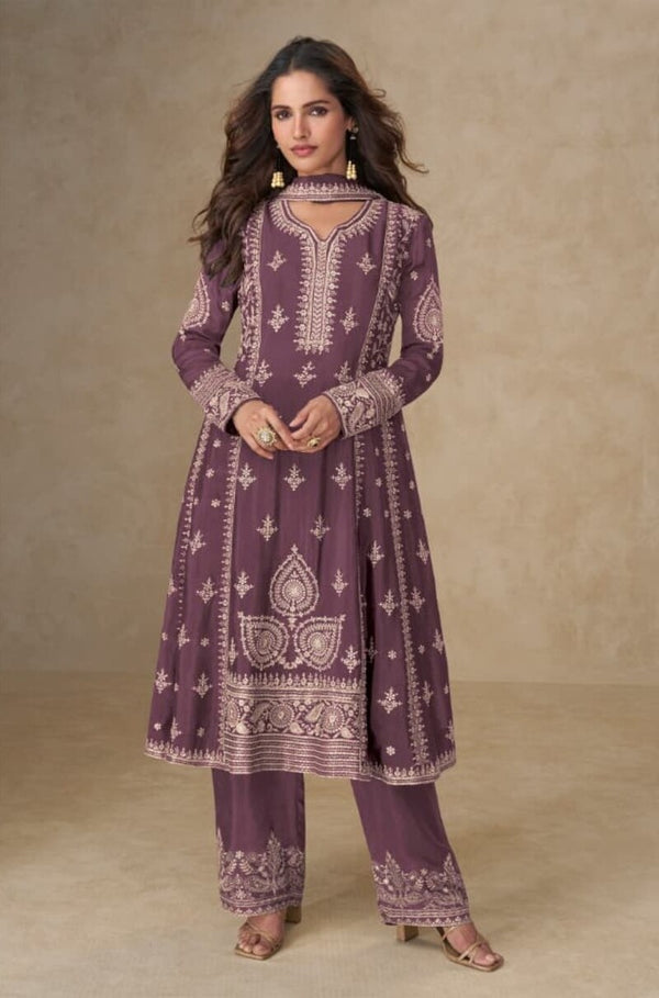 Chinon silk Semi stitched Wedding Suits
