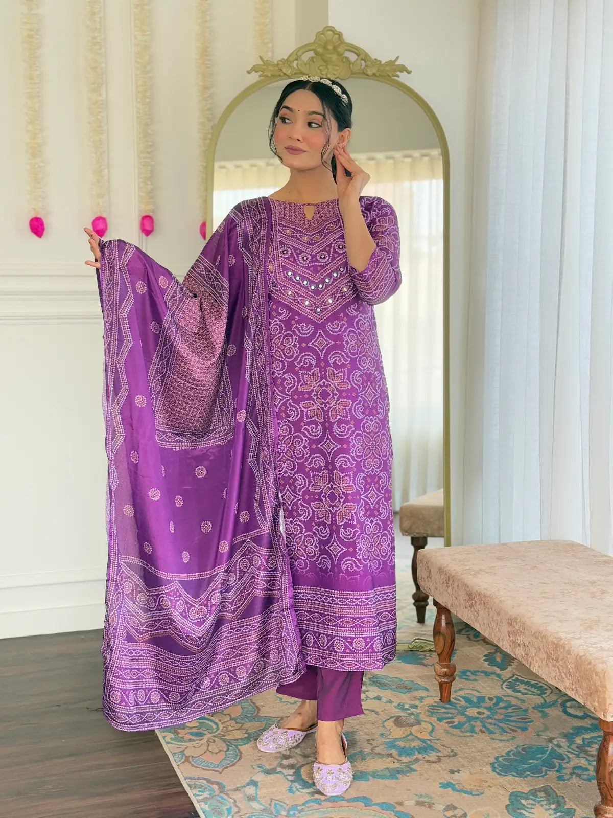 Women's Beautiful Franch Crepe Fabric Embroidery Work Straight Kurta Pant and Dupatta Set