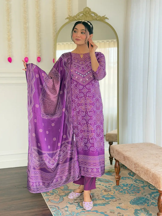 Women's Beautiful Franch Crepe Fabric Embroidery Work Straight Kurta Pant and Dupatta Set