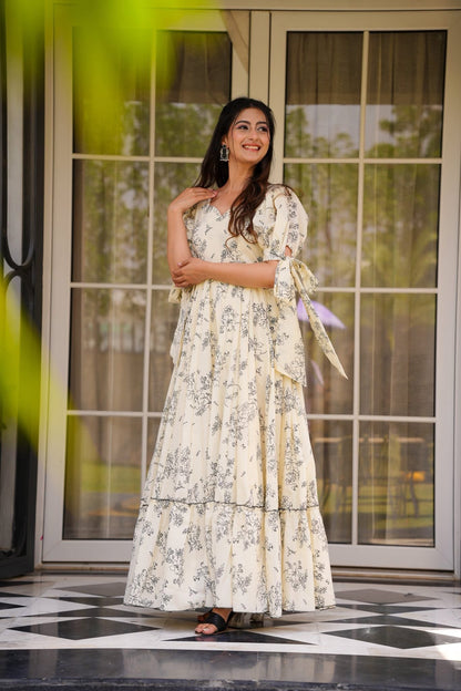Women's Gorgeous Flared Partywear Designer Poly Rayon Gown