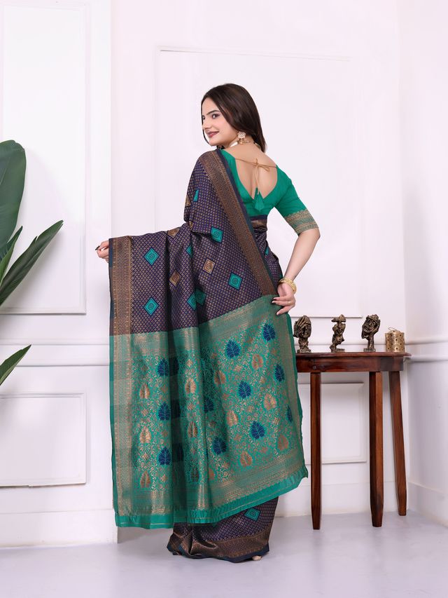 Blue Color Festive Special Traditional Art Silk Woven Designer Saree