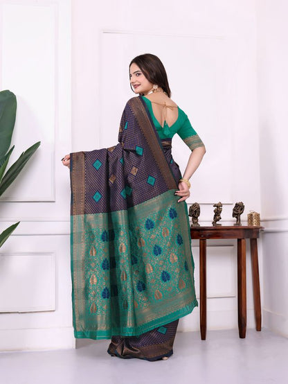 Blue Color Festive Special Traditional Art Silk Woven Designer Saree