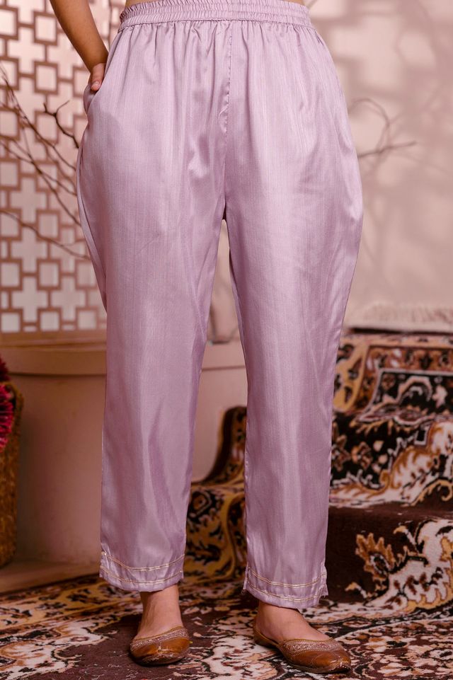 Lavender Color Designer Embroidered Silk Blend Ethnic Festive Special Suit