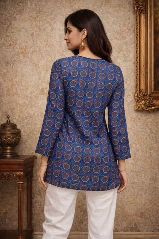 Blue Color Muslin Fabric Formal Looks Kurta For Girls