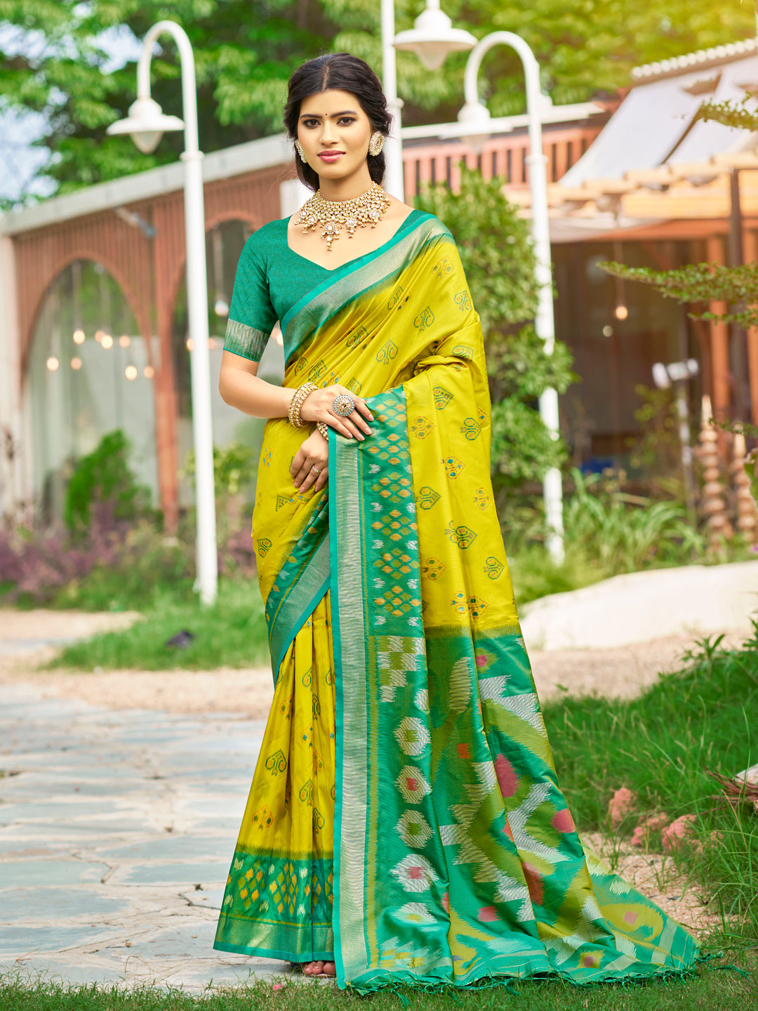 Mustard Soft Silk Saree with Floral Printed Work with Blouse
