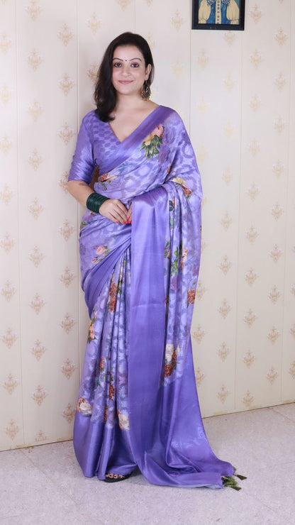 Lavender Color Beautiful Partywear Ethnic Saree