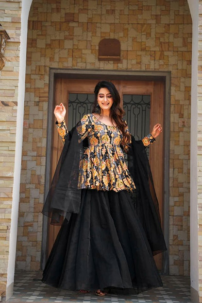 Festive wear sarara set with dupatta  Black