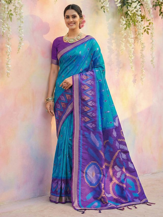 Blue Color Soft Silk Woven Designer Graceful Ethnic Partywear Saree
