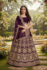 Royal Maroon Ethnic Lehenga Set with Heavy Embroidery HKV-003310 WINE
