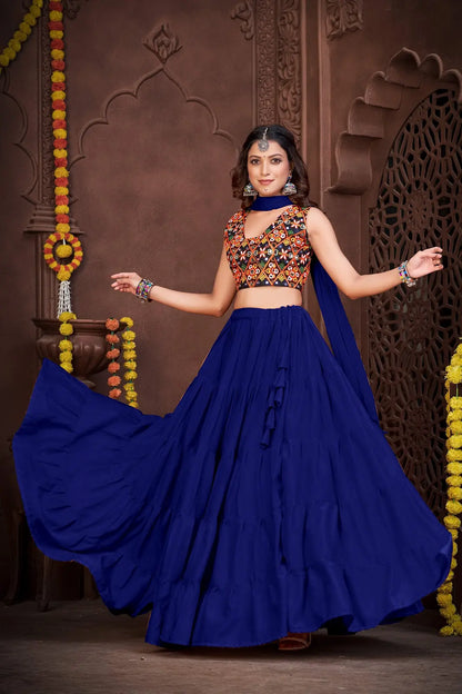 Ethnic Navratri Special Lehenga with Colorful Mirror Work Choli