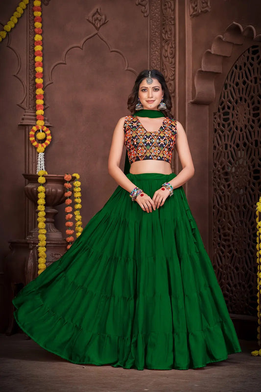 Stylish Garba Wear Lehenga Set with Mirror Work Blouse