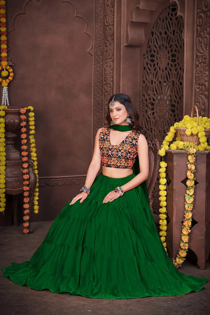 Stylish Garba Wear Lehenga Set with Mirror Work Blouse