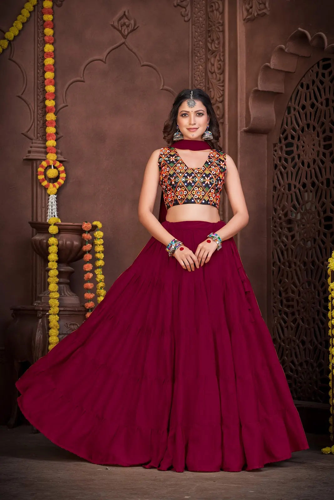 Royal Festive Lehenga Choli with Traditional Kutchi Embroidery