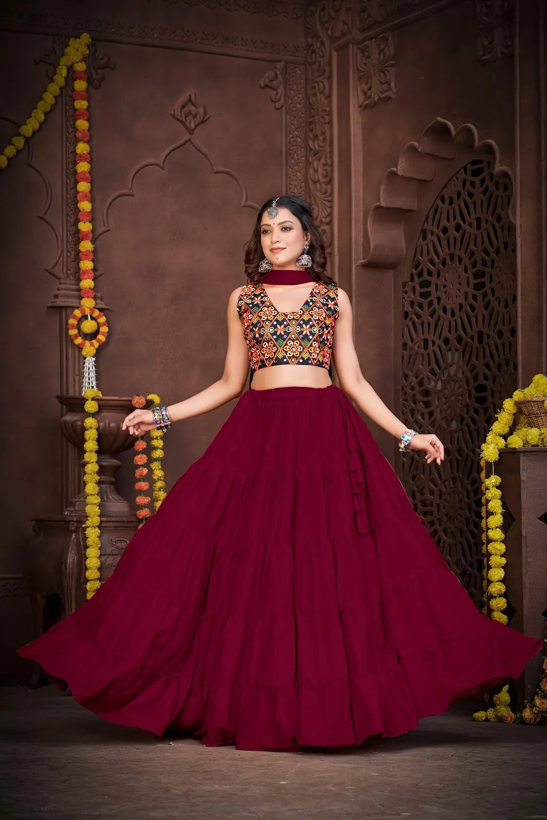 Royal Festive Lehenga Choli with Traditional Kutchi Embroidery