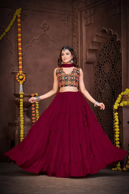 Royal Festive Lehenga Choli with Traditional Kutchi Embroidery