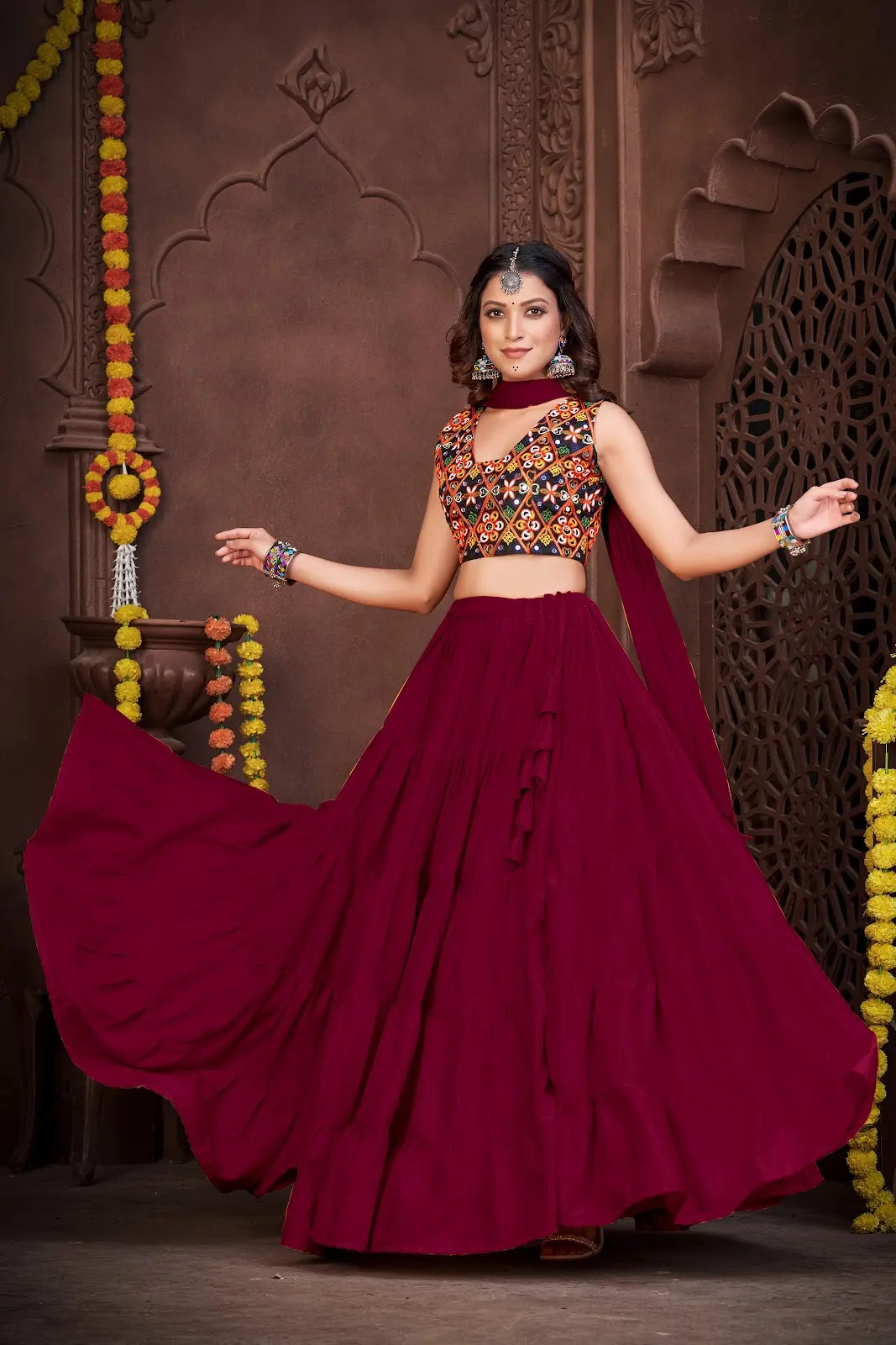 Royal Festive Lehenga Choli with Traditional Kutchi Embroidery