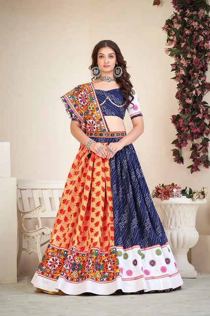 Beautiful Navratri Lehenga Set with Designer Mirror Work Top