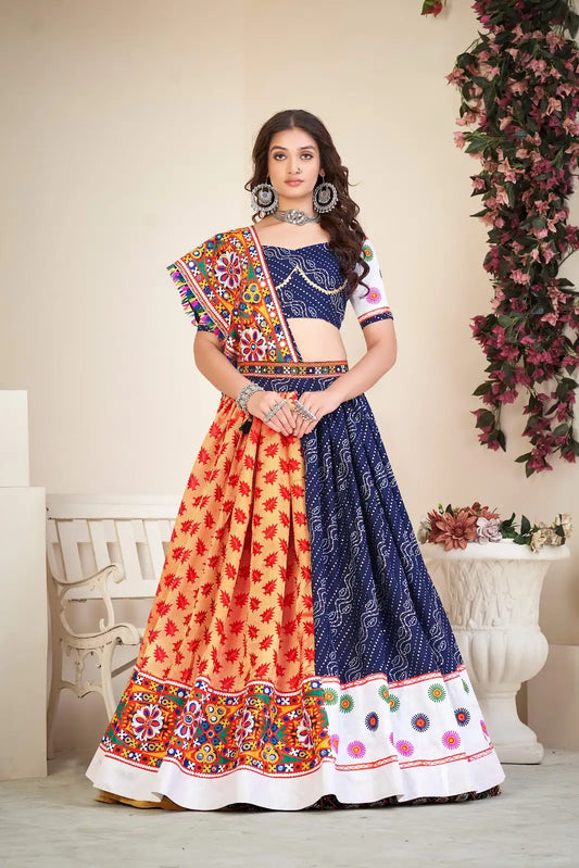 Beautiful Navratri Lehenga Set with Designer Mirror Work Top