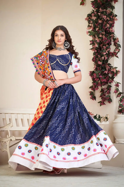 Beautiful Navratri Lehenga Set with Designer Mirror Work Top