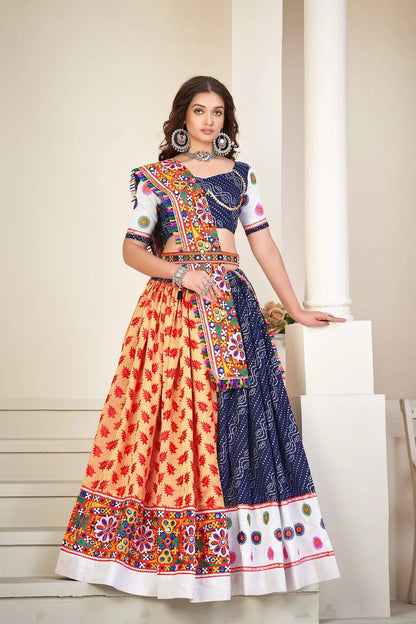 Beautiful Navratri Lehenga Set with Designer Mirror Work Top