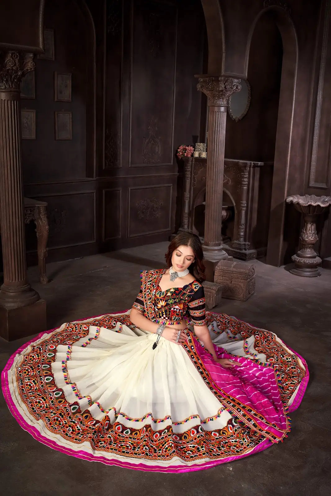 Party Wear Lehenga Choli with Mirror Work & Flared Skirt
