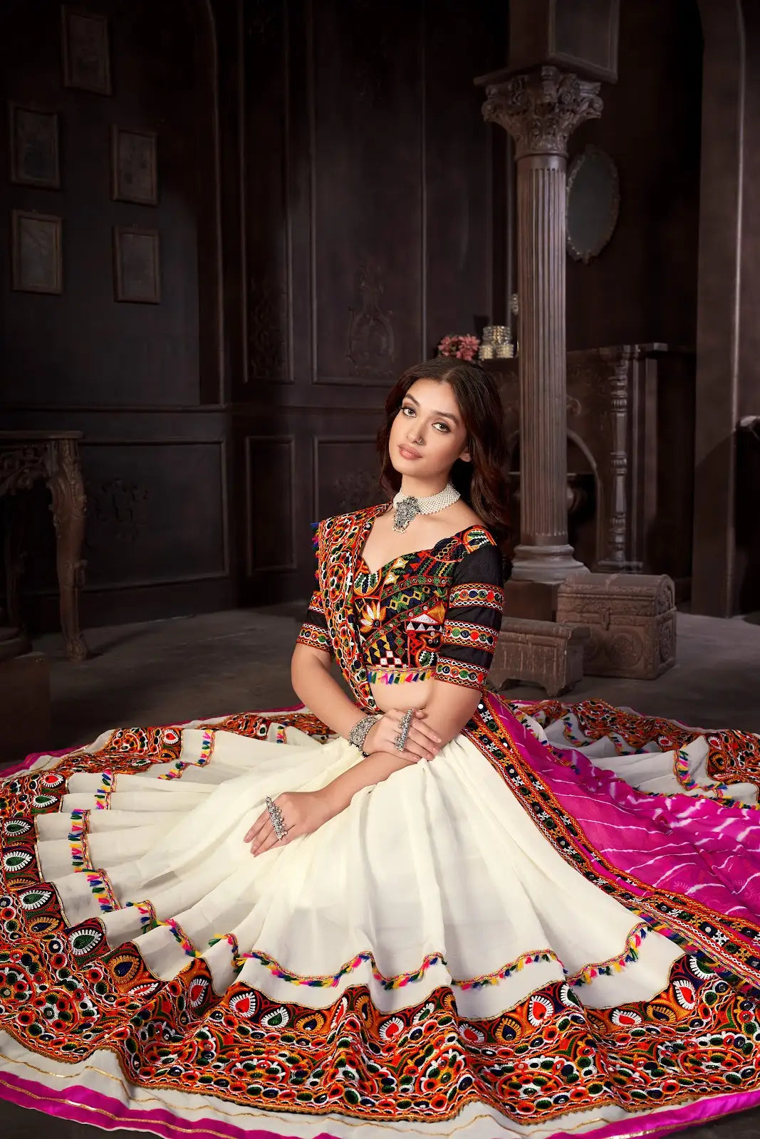 Party Wear Lehenga Choli with Mirror Work & Flared Skirt