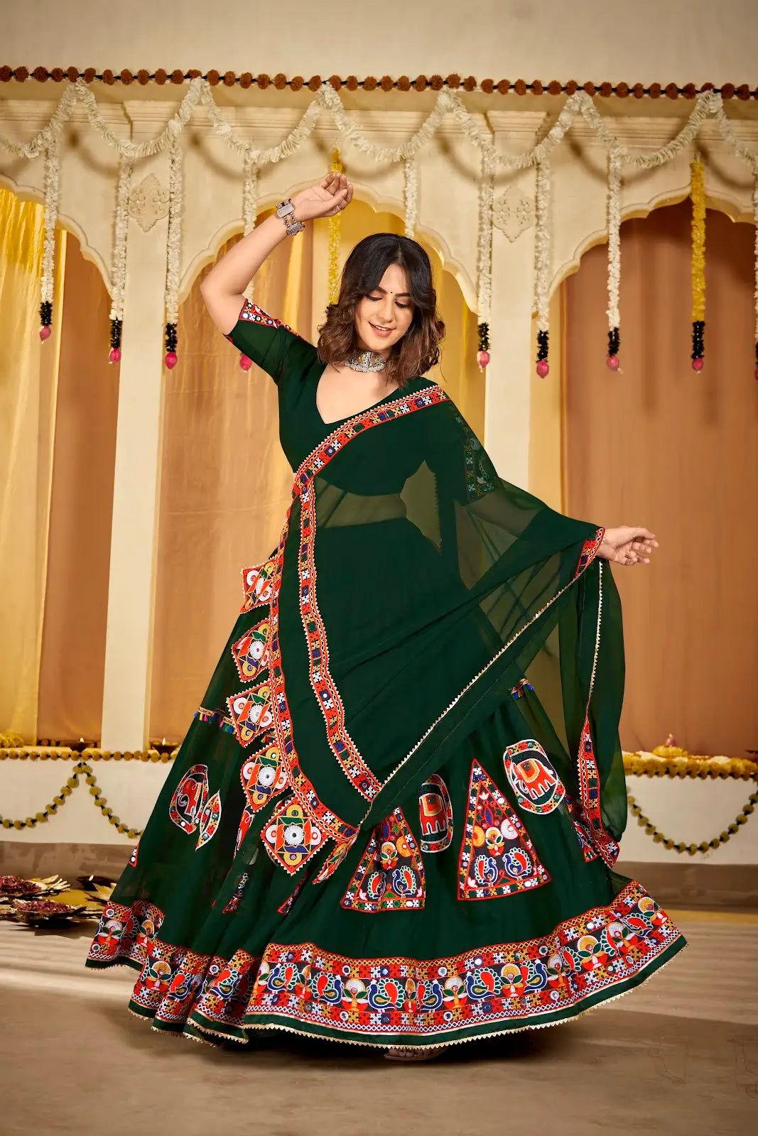 Vibrant Multicolor Lehenga Choli with Kutchi Work Blouse