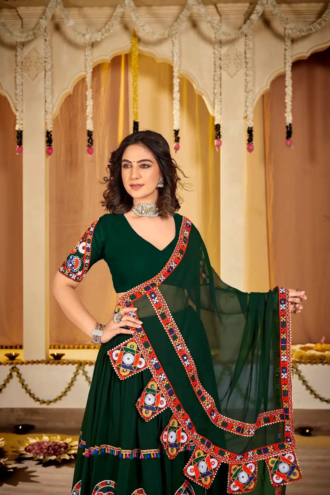 Vibrant Multicolor Lehenga Choli with Kutchi Work Blouse