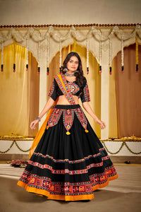 Designer Flared Lehenga with Traditional Mirror Work Top