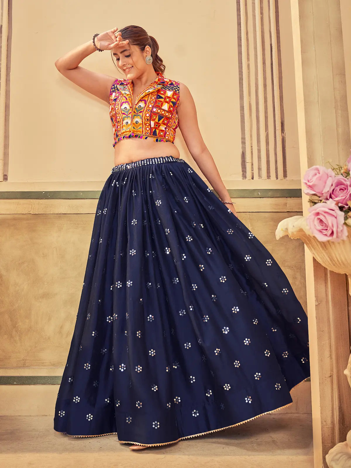 Elegant Party Wear Lehenga with Multicolor Embroidery