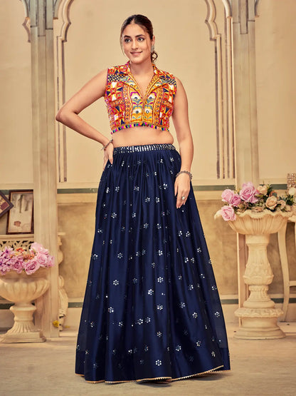 Elegant Party Wear Lehenga with Multicolor Embroidery