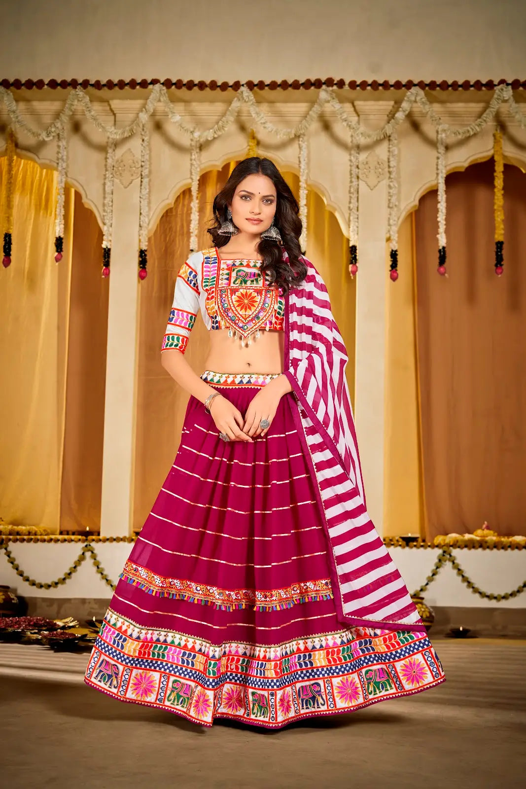 Traditional Garba Lehenga Set with Embroidered Choli Design