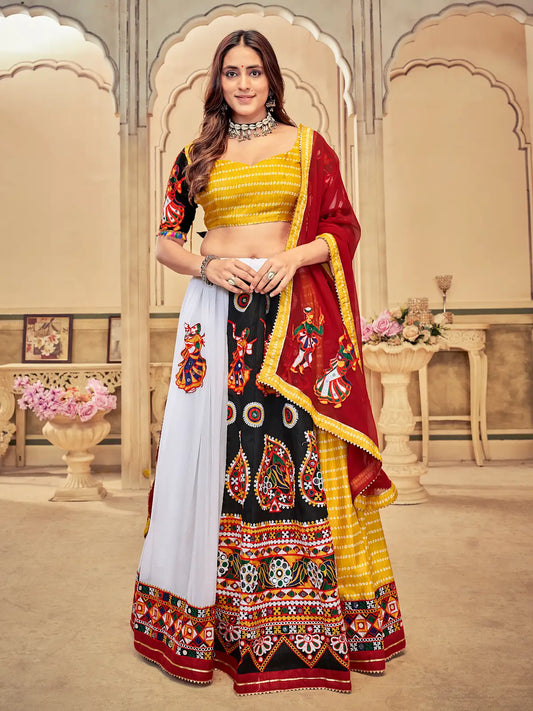 Stylish Ethnic Lehenga with Mirror Work & Heavy Flare