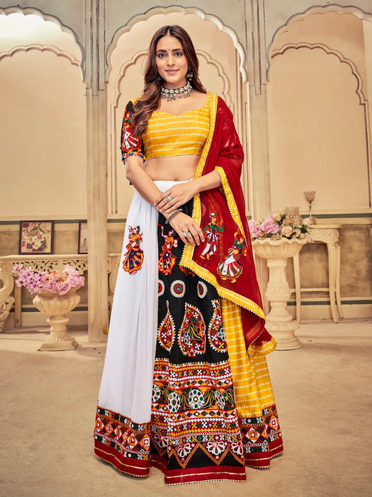 Stylish Ethnic Lehenga with Mirror Work & Heavy Flare