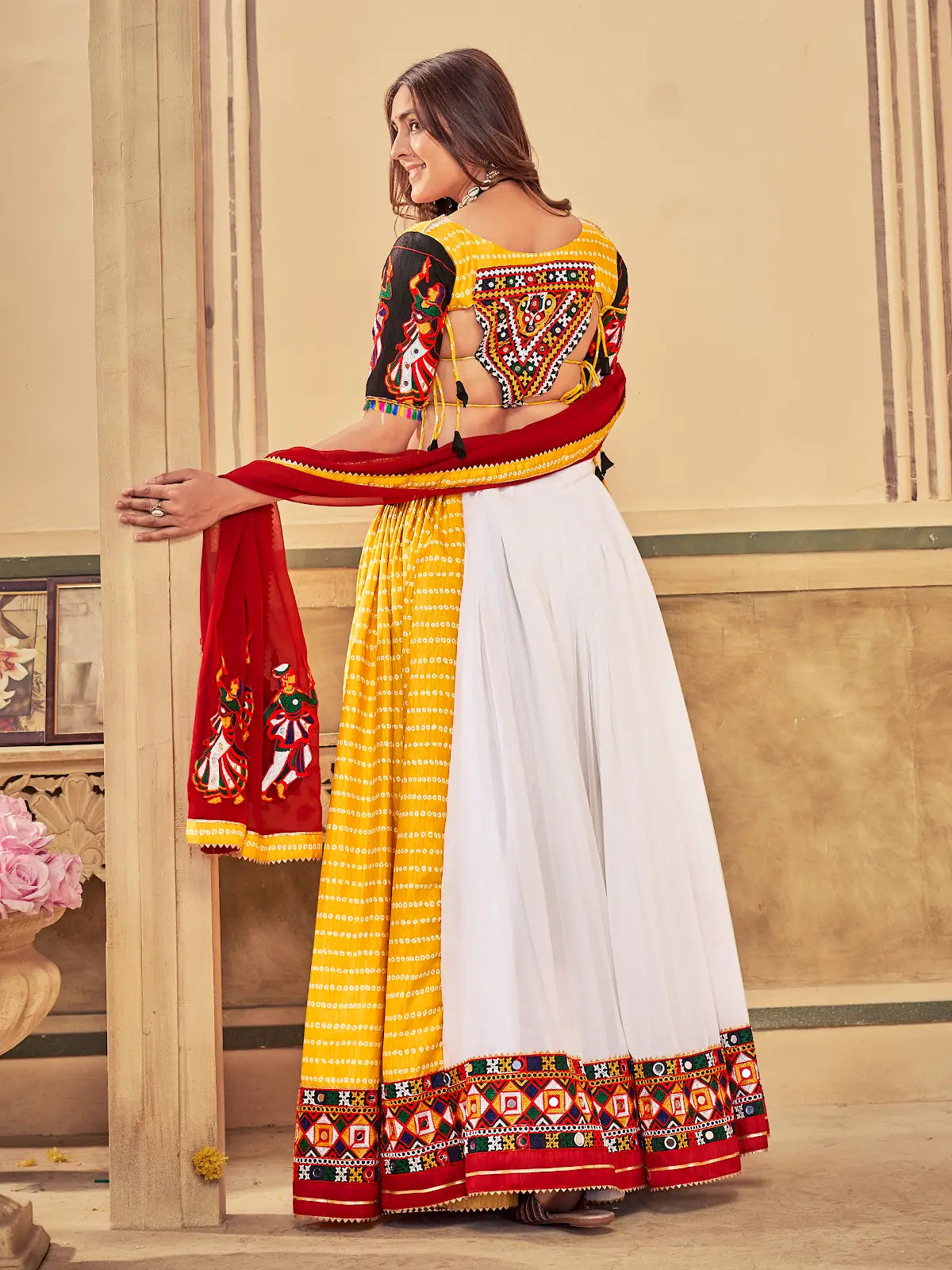 Stylish Ethnic Lehenga with Mirror Work & Heavy Flare