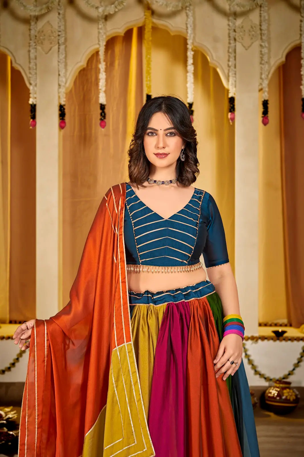 Festive Wear Designer Lehenga with Multicolor Thread Work