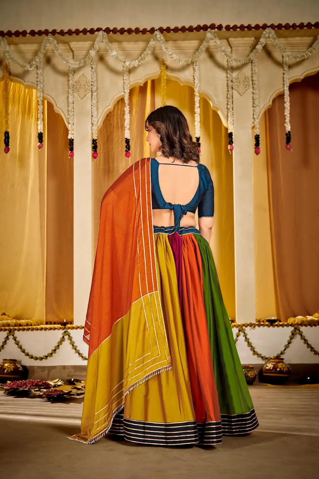 Festive Wear Designer Lehenga with Multicolor Thread Work