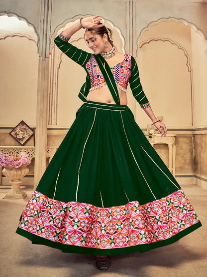 Ethnic Flared Lehenga with Heavy Mirror Work Designer Top