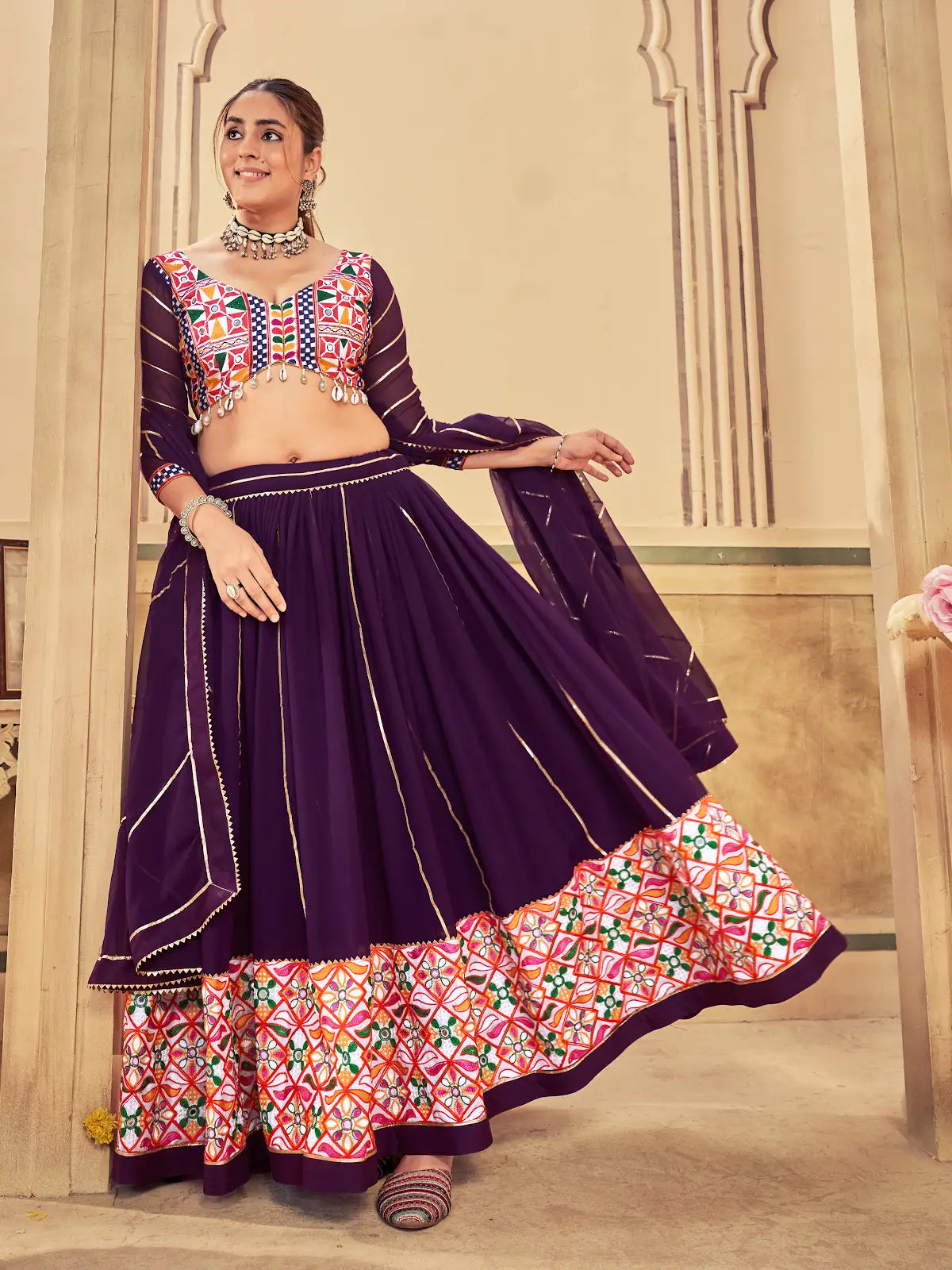 Beautiful Mirror Work Lehenga Choli for Navratri Festival