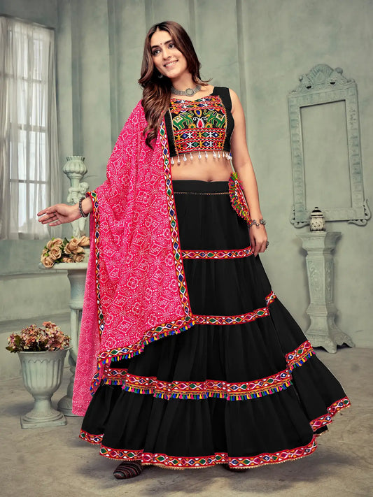 Navratri Special Flared Lehenga with Mirror Work Blouse