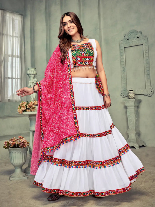 Trendy Designer Lehenga Choli with Colorful Kutchi Work