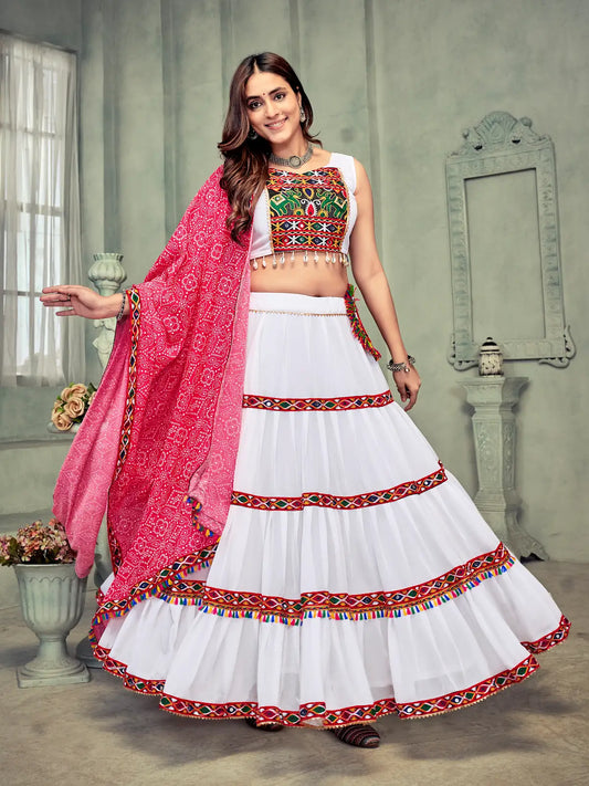 Trendy Designer Lehenga Choli with Colorful Kutchi Work