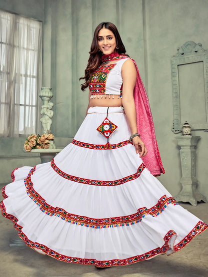 Trendy Designer Lehenga Choli with Colorful Kutchi Work