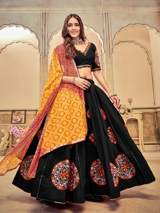 Elegant Ethnic Lehenga with Multicolor Mirror Work Blouse