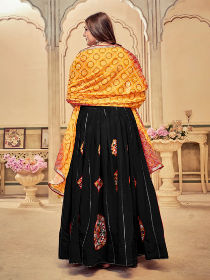 Elegant Ethnic Lehenga with Multicolor Mirror Work Blouse